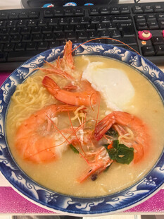 鲜虾拉面美食特写
