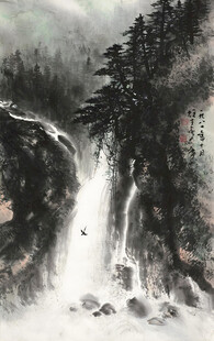 高山飞瀑图