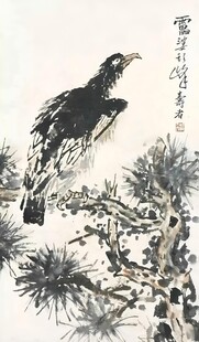墨松栖鹰图