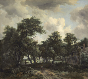 乡村树林风景油画