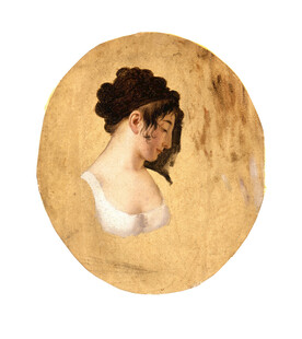古典优雅女子侧面肖像画