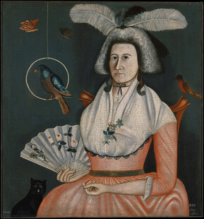 复古装扮女士持扇画像