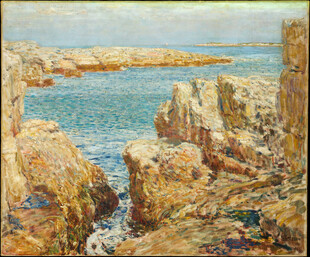 海岸岩石风景油画