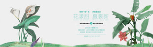 清新绿植插画背景图