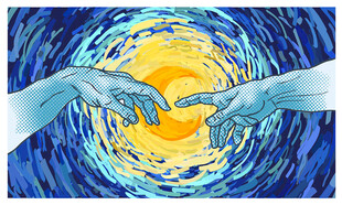 手触太阳的梦幻艺术画面