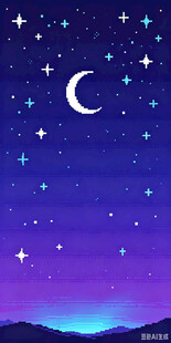 梦幻夜空下的新月与繁星