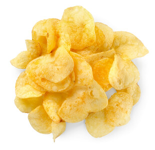 美味金黄薯片堆叠