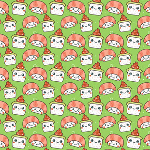 卡通可爱寿司无缝图案