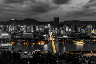 兰州中山桥城市夜景
