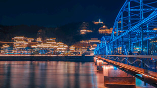 兰州中山桥夜景 