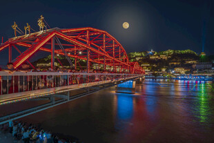兰州中山桥夜景 