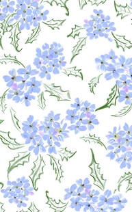 蓝色小花无缝花卉图案