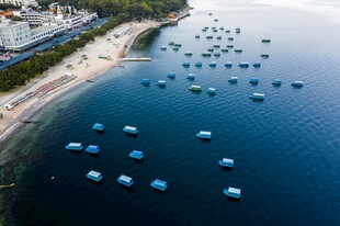 海上蓝色浮排景观