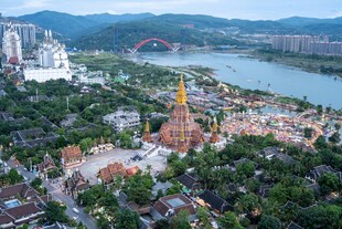 城市景区鸟瞰景观