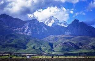 壮丽雪山下的广袤原野