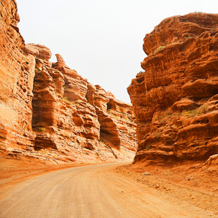 沙漠中的蜿蜒红色峡谷路