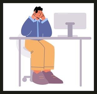 疲惫上班族电脑前的倦怠