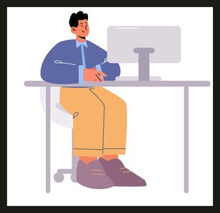 办公男子坐在电脑前