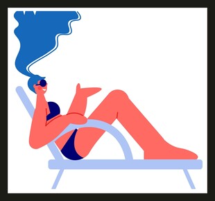 躺椅上抽烟的休闲女性