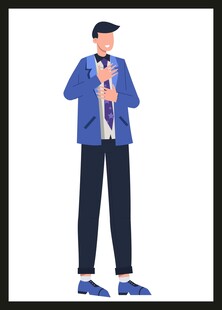 穿蓝衣戴帽的站立男子