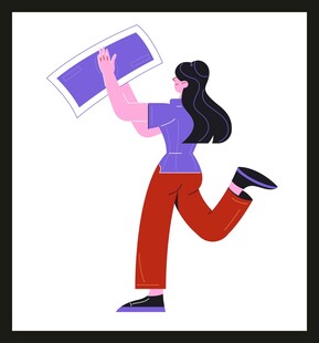奔跑搬运物品的活力女性