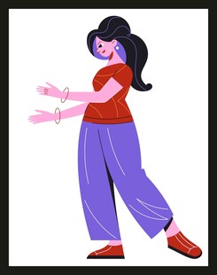 红衣女子伸展身姿