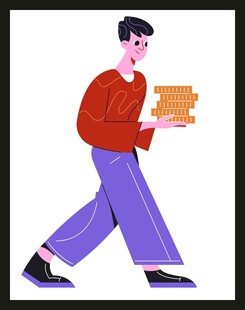 男子手持书籍稳步前行
