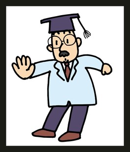 博士科学家挥手示意