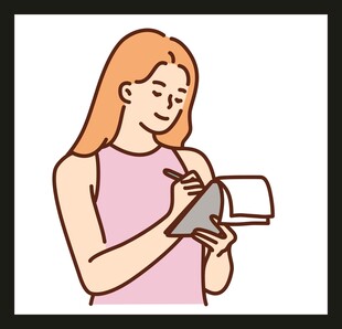 女子手持纸笔专注记录