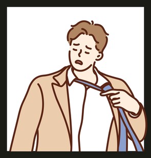 男子整理领带瞬间