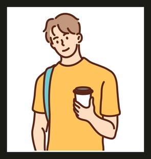 手持咖啡的休闲男子