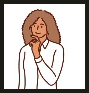 沉思的卷发女性