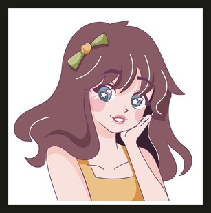 可爱长发女孩俏皮插画