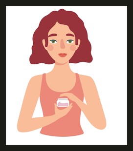 女子手持面霜准备护肤