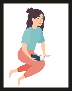 坐着看书的休闲女孩