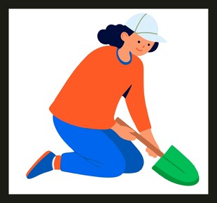 跪地劳作的园艺者