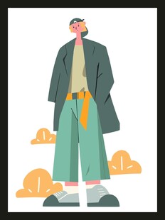时尚男士穿搭插画形象