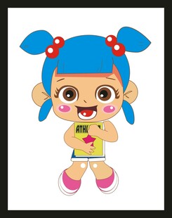 蓝发双马尾可爱小女孩