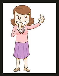 可爱女孩比耶打招呼