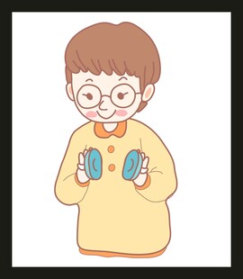 戴眼镜男孩手持物品