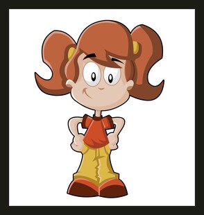 扎双马尾的可爱小女孩