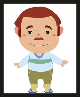 微笑的卡通男子张开双臂