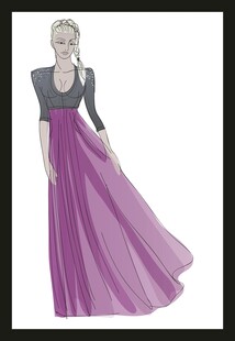紫色长裙女士时尚插画