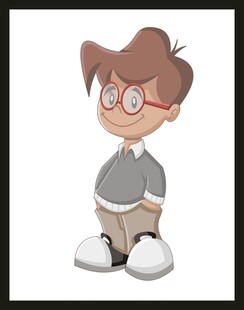 戴眼镜的卡通小男孩