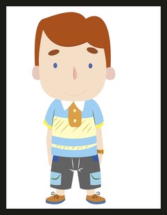 卡通男孩休闲装扮形象