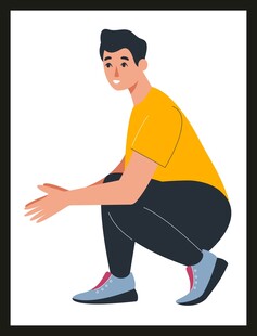 男子蹲姿动作插画