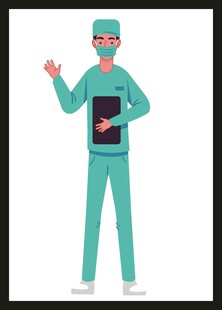 手持平板的医护人员形象