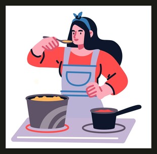 女士厨房烹饪场景