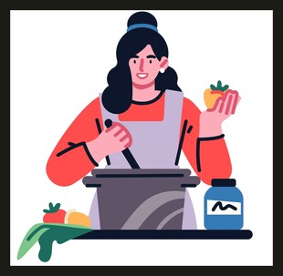 女士厨房烹饪新鲜蔬果