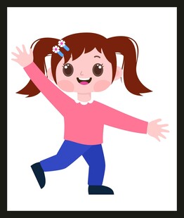 跳跃的双马尾小女孩